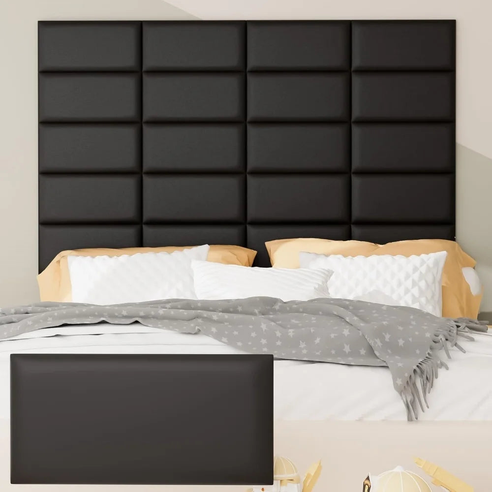 tête lit moderne noire 50cm 20cm panneau rectangulaire autocollant chambre coucher salon