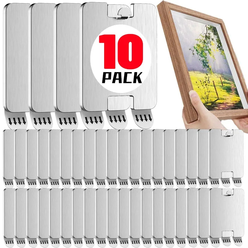 clips fixation argenté adhésifs modernes cadres photo affiches 10pcs minimalistes inoxydables