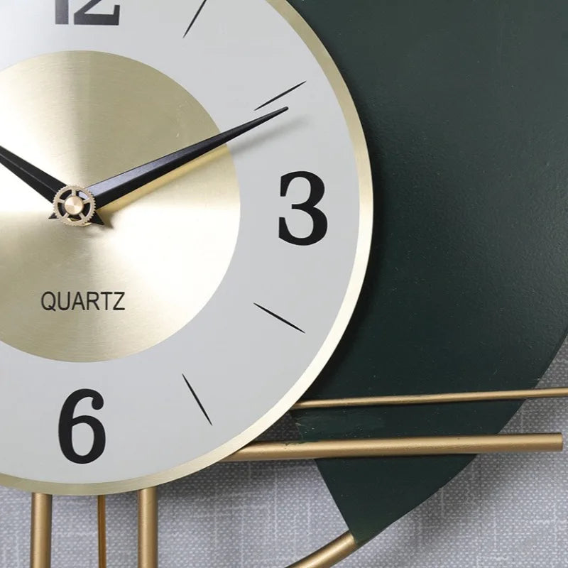 horloge murale moderne or blanc abstraite aiguille quartz métal salon unique
