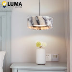 suspension lumineuse marbre blanc gris noir moderne câble suspendu contemporain chambre salon étude