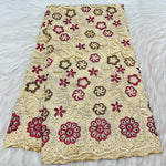 tissu dentelle coton brodé fleurs motif broderie africaine voile suisse vêtement élégant