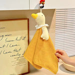 serviette moelleuse canard peluche rose jaune mignonne cuisine salle bain accrochable