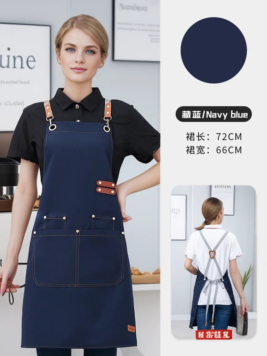 tablier cuisine marron vert beige uni classique poches boucles métalliques imperméable professionnel nettoyage