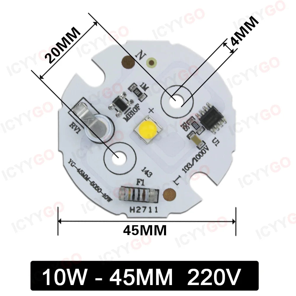 source lumineuse led blanc rouge vert bleu 10w 5050 smd 45mm moderne composants électroniques