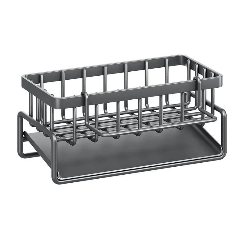 rangement évier treillis métallique moderne éponges serviettes brosses flacons vaisselle minimalistemaxlengthminus