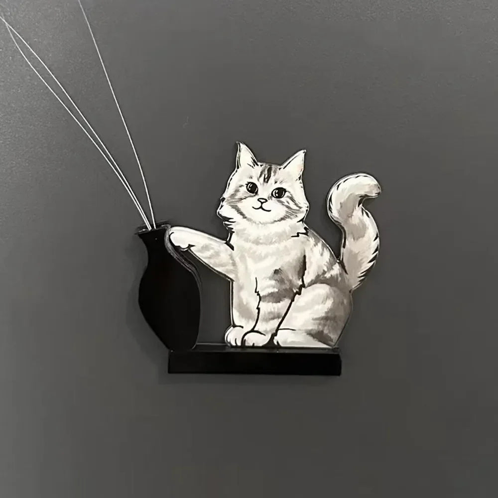 aimants réfrigérateur chat moustaches dessin animé vase noir blanc ornement collection autocollant