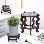 support plante sculpté motifs floraux classique marron foncé étagère décoration intérieure plantes fleurs