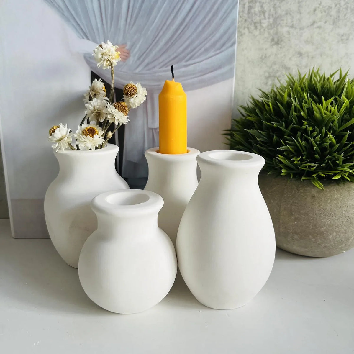 vases silicones blancs minimalistes opaques simples bougeoirs egouttage fleur arrangement