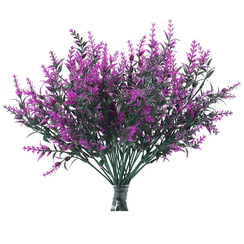 bouquet artificiel violet fleurs fines feuilles vertes decoration exterieur intérieur mariage anniversaire