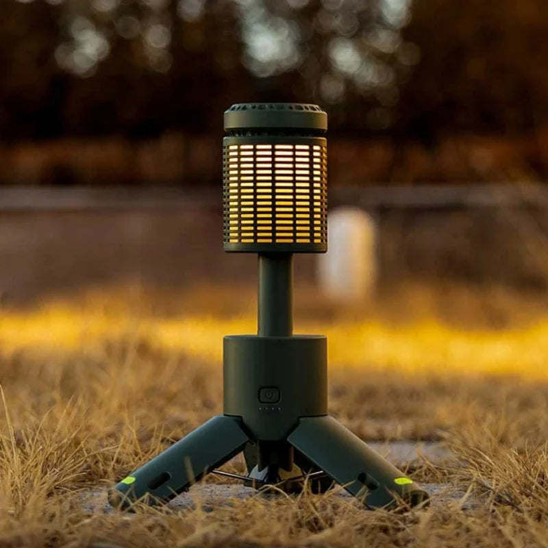 lampe solaire portable led vert blanc télescopique rechargeable trépied base magnétique camping randonnée aventure