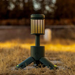 lampe solaire portable led vert blanc télescopique rechargeable trépied base magnétique camping randonnée aventure
