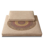 coussin sol moderne motif floral circulaire couleur beige marron jaune amovible lavable