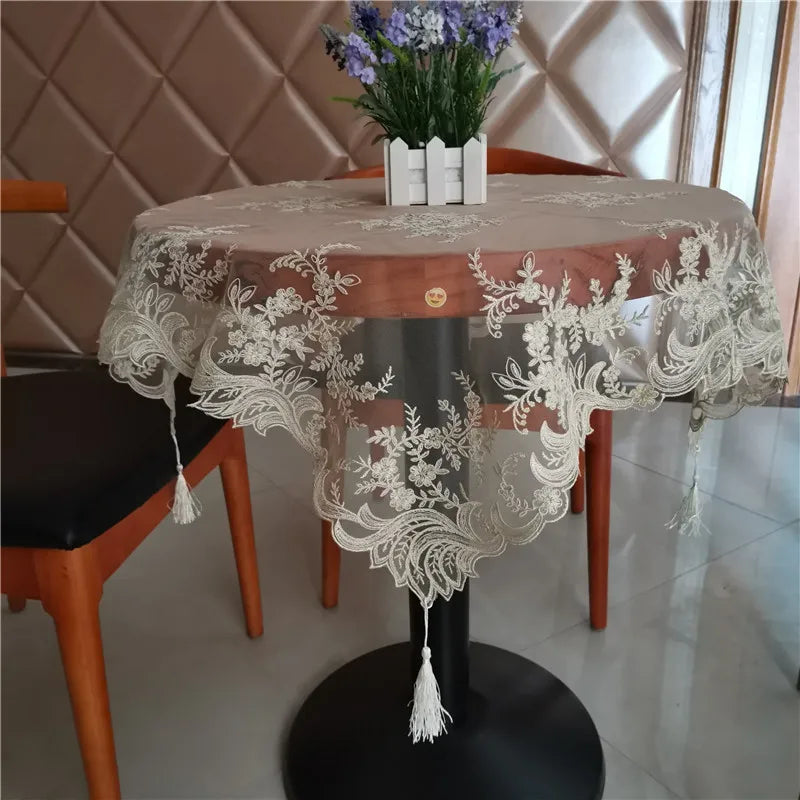 serviette table brodée florale imperméable blanc classique maison mariage fête round 43x100cm