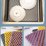 tapis protection anti chaleur silicone moderne noir jaune violet grille hexagonale