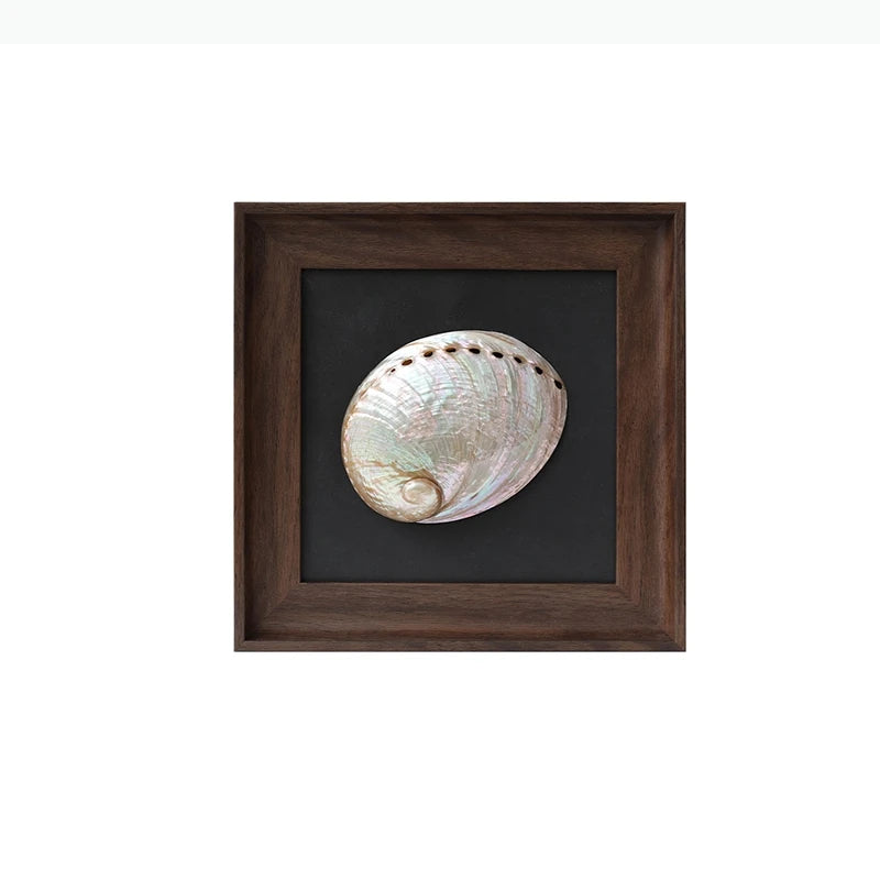 décoration murale coquilles naturelles classiques cadre brillant noir marron salon chambre affichage ornement traditionnel