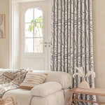 rideau moderne polyester crème noir motif linéaire salon opacité élevée minimaliste