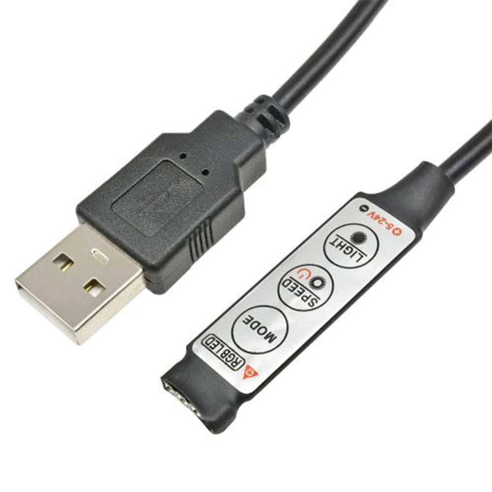 câble usb noir connecteur usb contrôleur led boutons mode vitesse lumiere série moderne