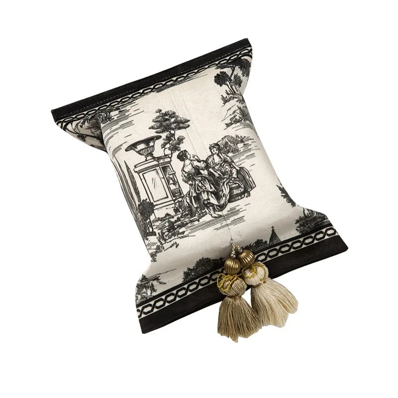 serviette table vintage fleurs broderie rose vert élégante pompon décoration intérieur luxe