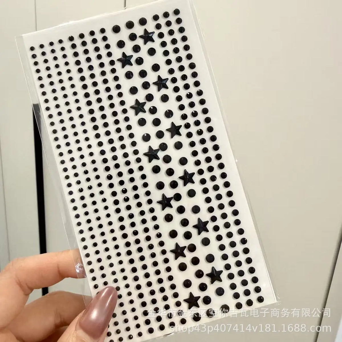 sticker 3d noir coeurs étoiles gouttes adhésif décoratif enfants ongles carnet visage