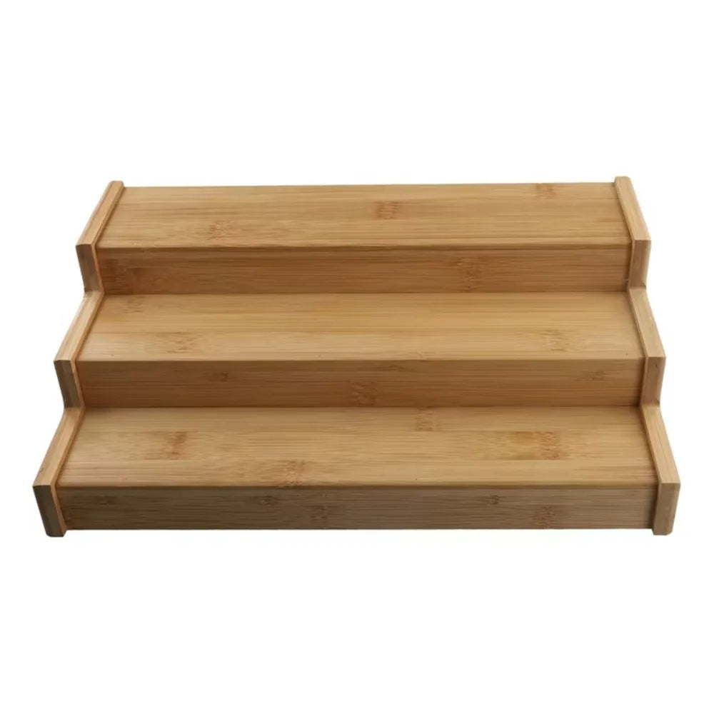présentoir étagère bois clair trois niveaux rangement bocaux épices moderne minimaliste horizontal utilisation multiple