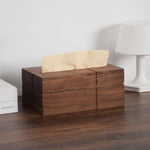 boîte mouchoirs bois marron moderne minimaliste tissu amovible grain naturel salon