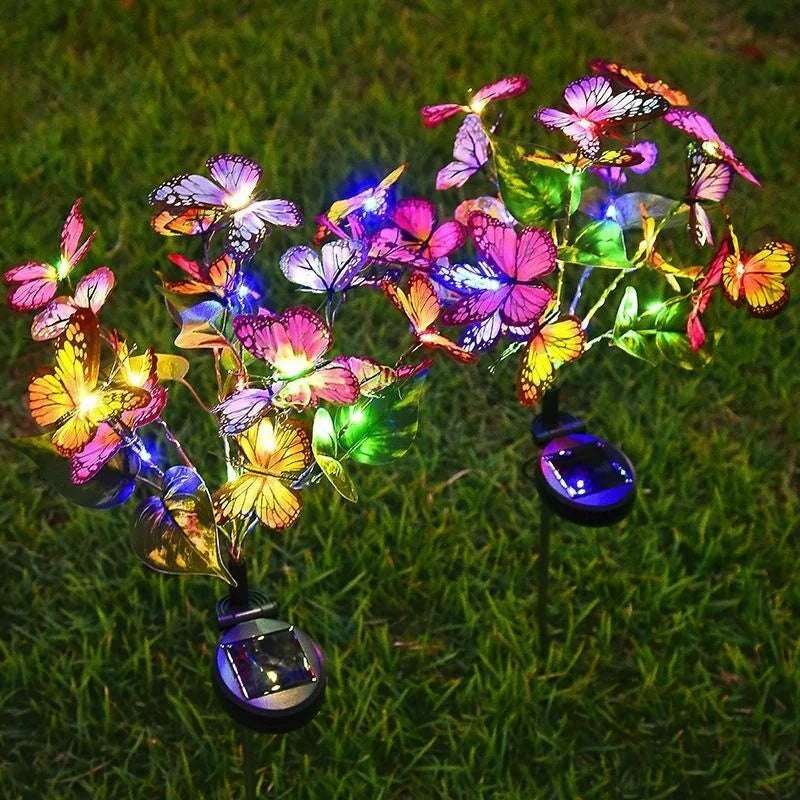 lampe solaire jardin décoration papillon fleur extérieur décoration pelouse terrasse extérieur lumière led colorée