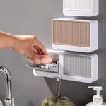 porte savon mural blanc beige gris moderne adhésif rayures verticales opacité salle bain