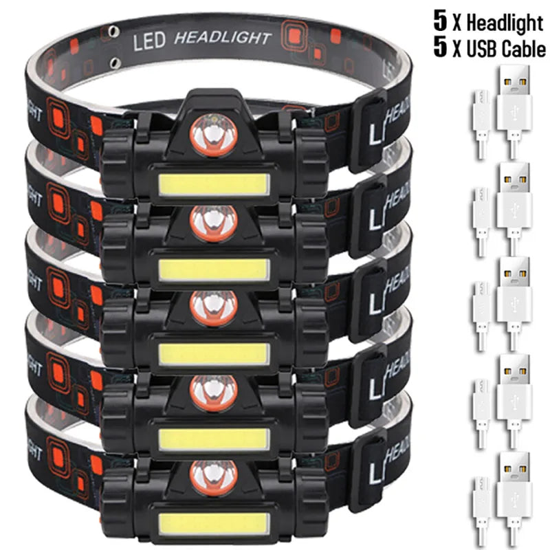 lampe frontale led noire geometrique moderne ceinture ajustable cable usb rechargeable camping running