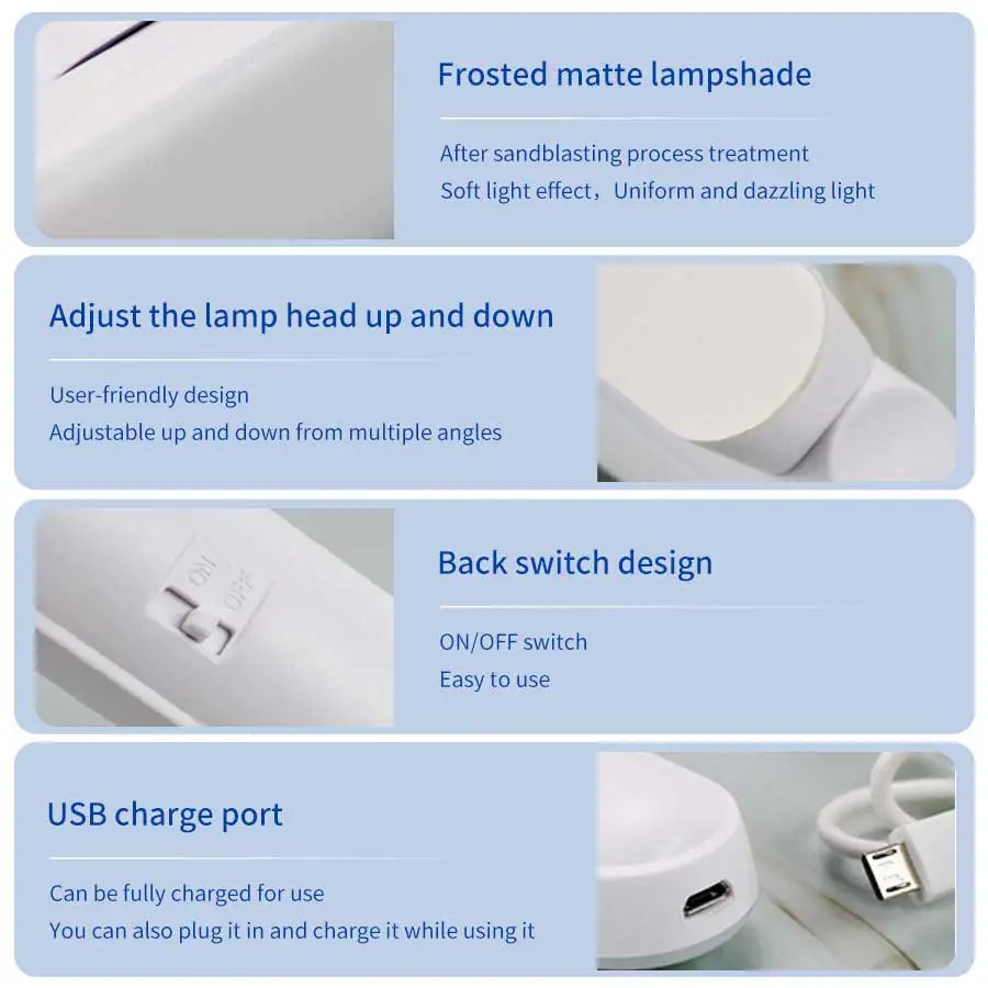 lampe led maquillage miroir rechargeable aimant blanc noir réglable modernes salle bain chambre