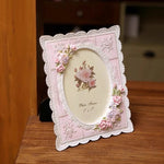 cadre photo vintage shabby chic floral relief romantique décoration dentelle effet vieilli 5x7 pouces