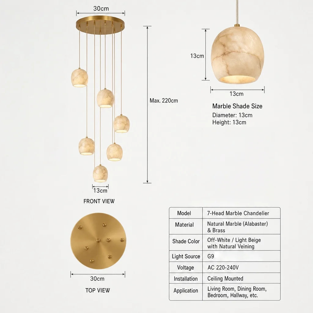 suspension lumineuse moderne marbre beige cuivre salon salle manger cuisine