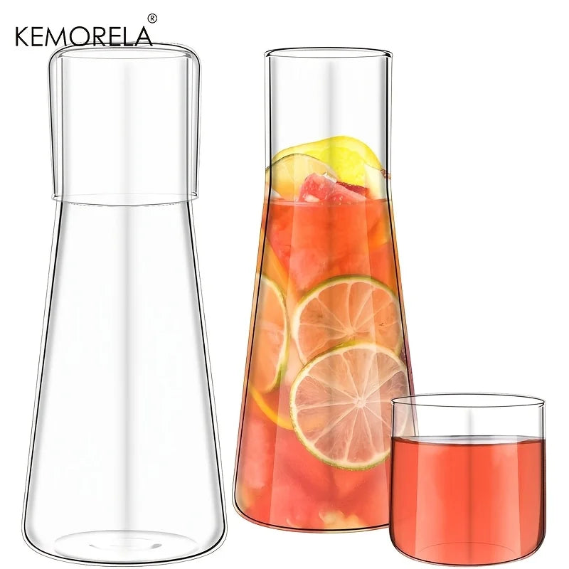 carafe verre transparent moderne verre boisson limonade citron assiette gâteau dessert minimaliste rechargeable