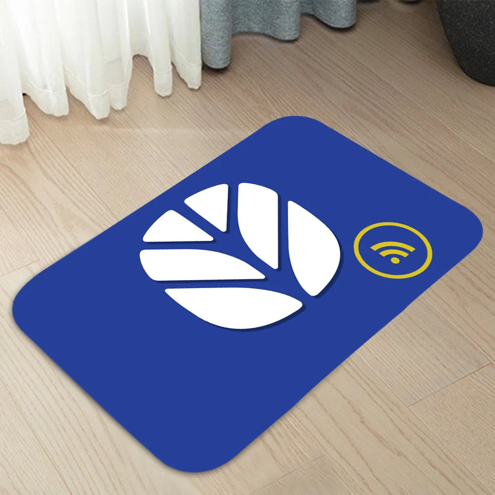 tapis moderne jaune noir bleu blanc logo holland motif floral antidérapant polyestère salon entrée