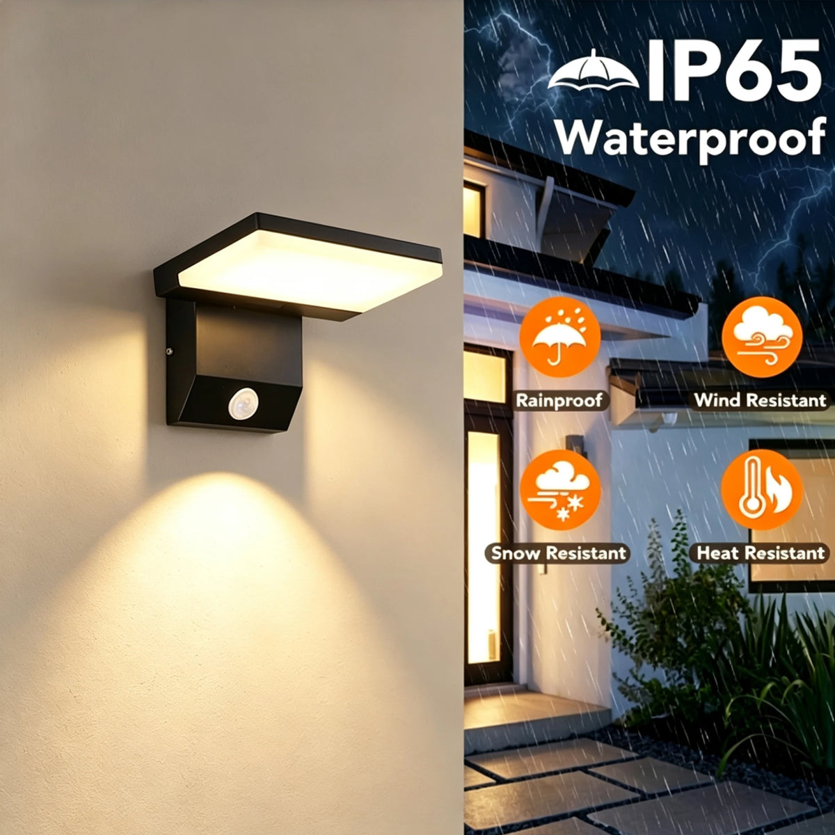 lampe murale détecteur mouvement noir moderne led ip65 étanche 2492000lm 110240v