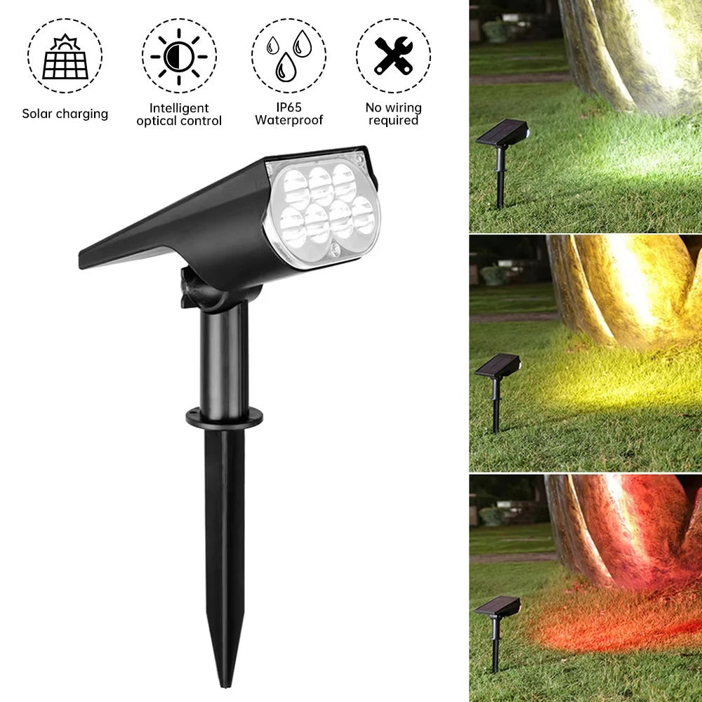 projecteur solaire led moderne noir ip65 mural extérieur jardin decoration ajustable