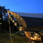 guirlande lumineuse solaire led transparente 20 ampoules globe texture chaleur festiveextérieur jardin patio camping