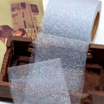 ruban décoratif pailleté bleu clair rose vert pastel translucide brillant 5mètres