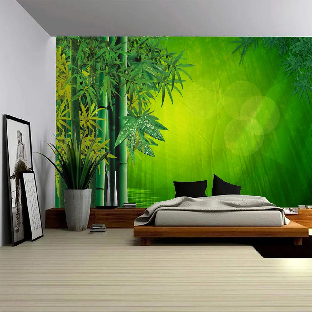 Décoration murale naturelle bambou salon