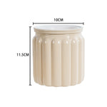 cache pot moderne couvercle bois couleur beige gris vert rouge bleu rayures verticales