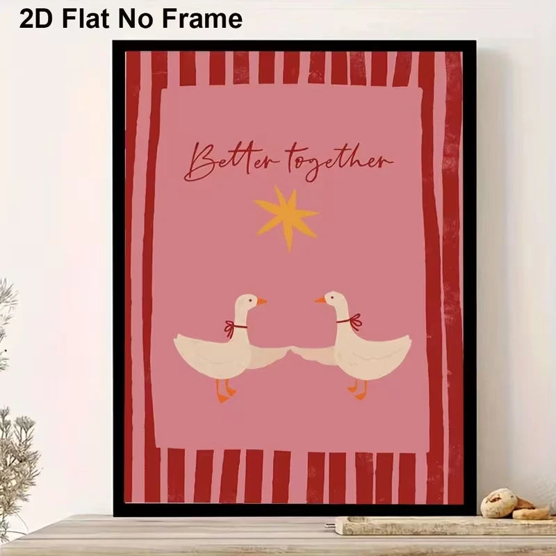 affiche moderne rose canards better together texte minimaliste chambre salon decoration