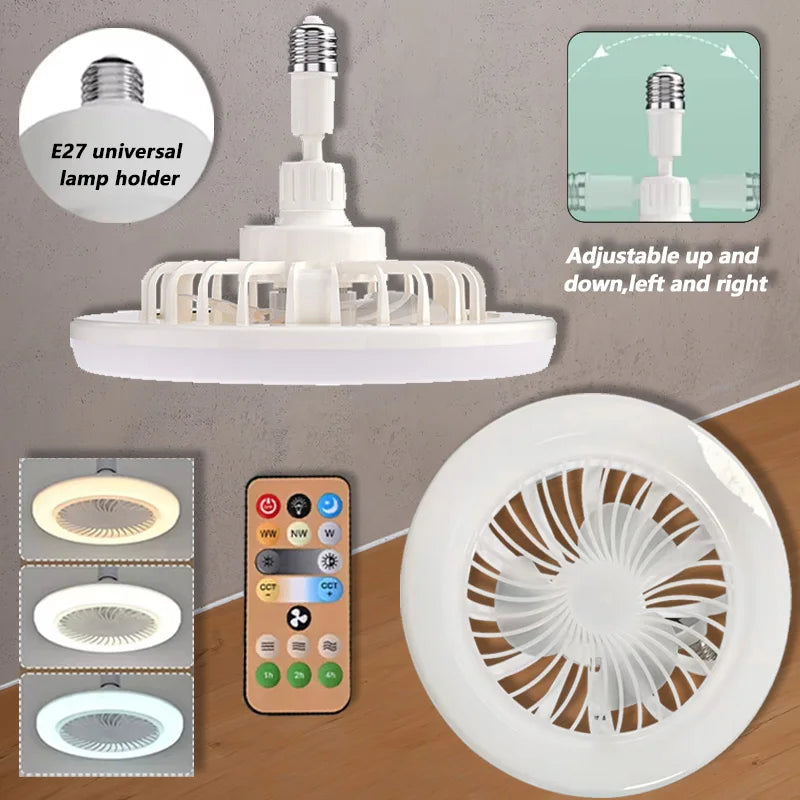 ventilateur lampe led blanc moderne réglable télécommande flux lumineux variable ab