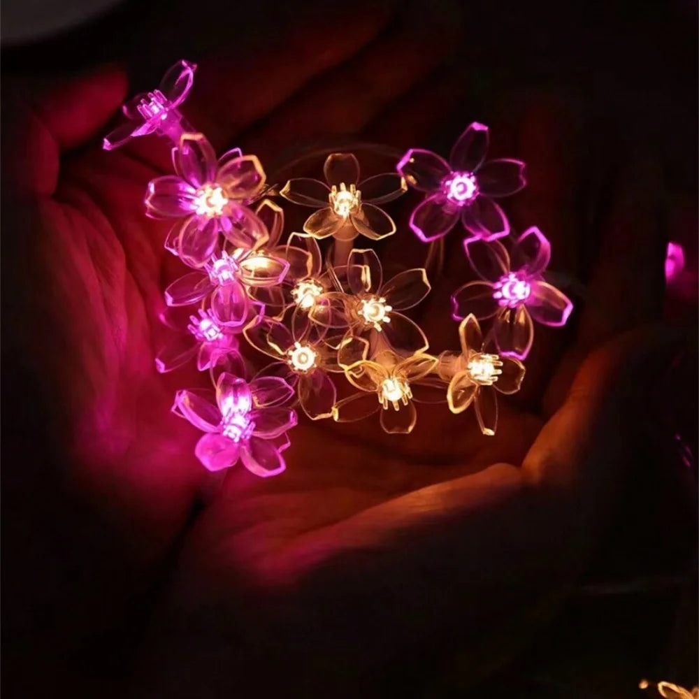 guirlande lumineuse fleurs violet blanc moderne clips autoinstallation 3v 60lumens chambre salon fêtes