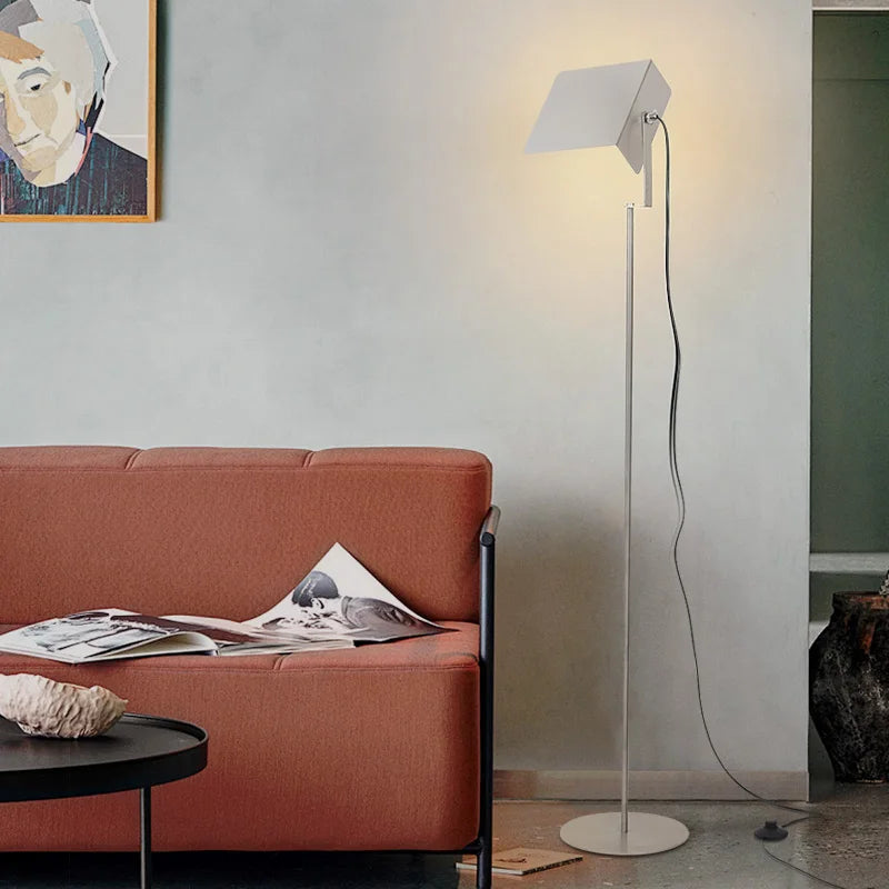lampe sol moderne acier inoxydable blanc led haute qualité éclairage intérieur contemporain interrupteur bouton
