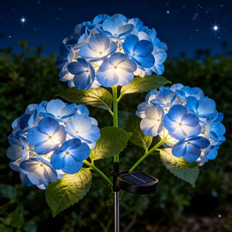 lumières solaires hortensia bleu fleurs artificielles extérieures jardin deco ip65