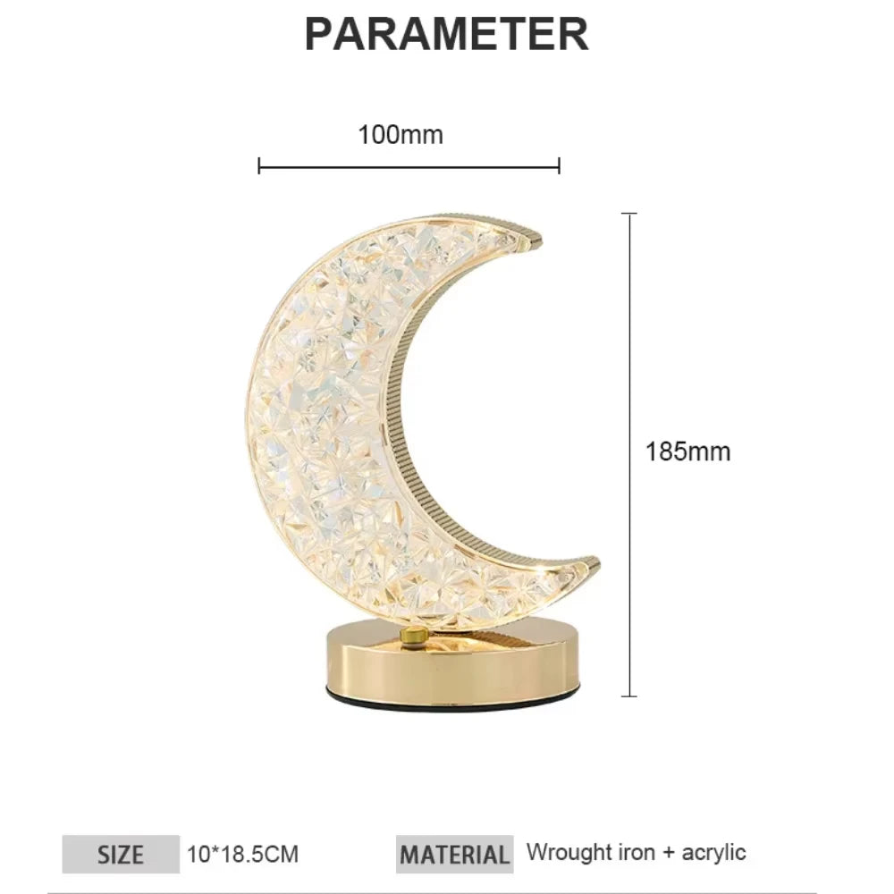 veilleuse lune cristalline led ambre blanche changement couleur ambiance moderne orbianescente