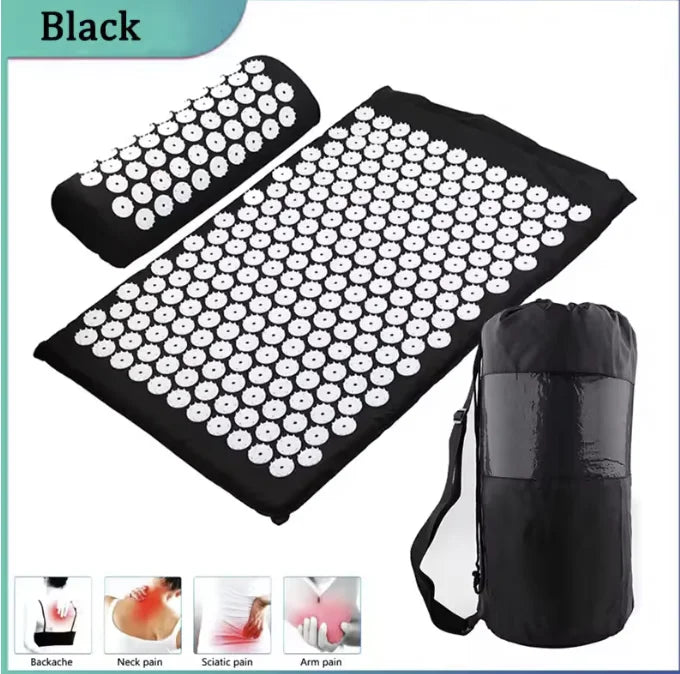 tapis massage acupression boutons blancs fibre polyester coton moderne violet sac transport