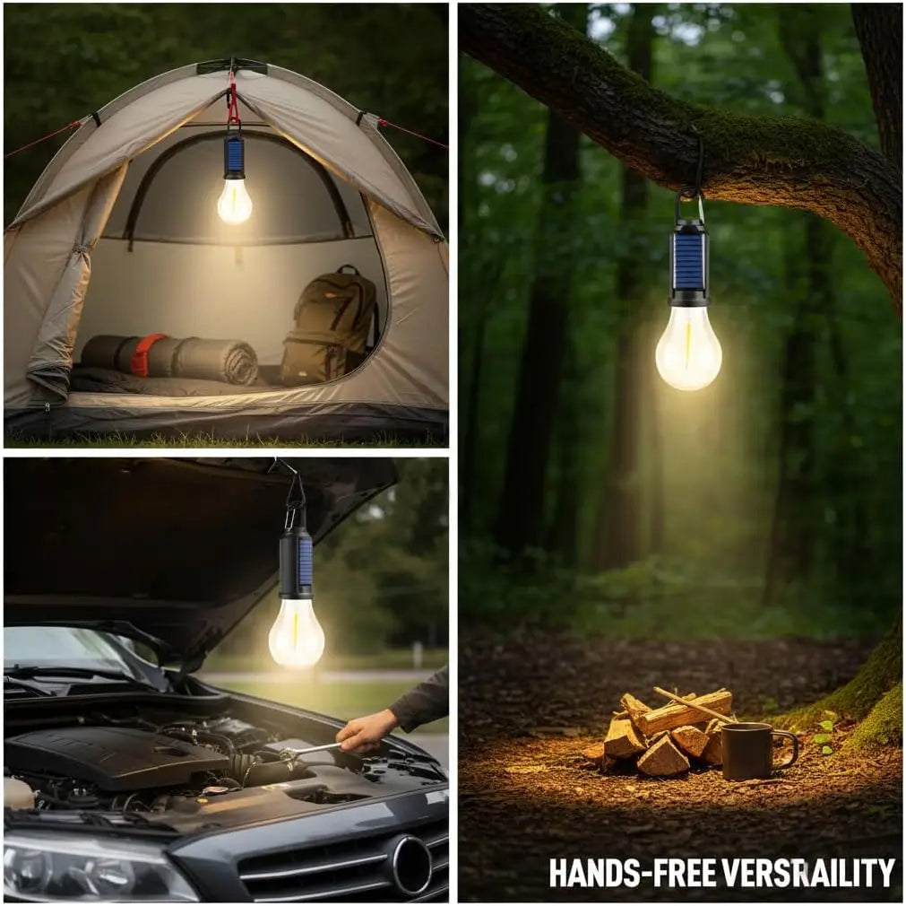 ampoule led solaire rechargeable usb filament doré transparente vintage camping nuit porte