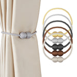 anneaux rideau corde torsadée boules texturées gris beige doré moderne élégant adhésif decor polyeste