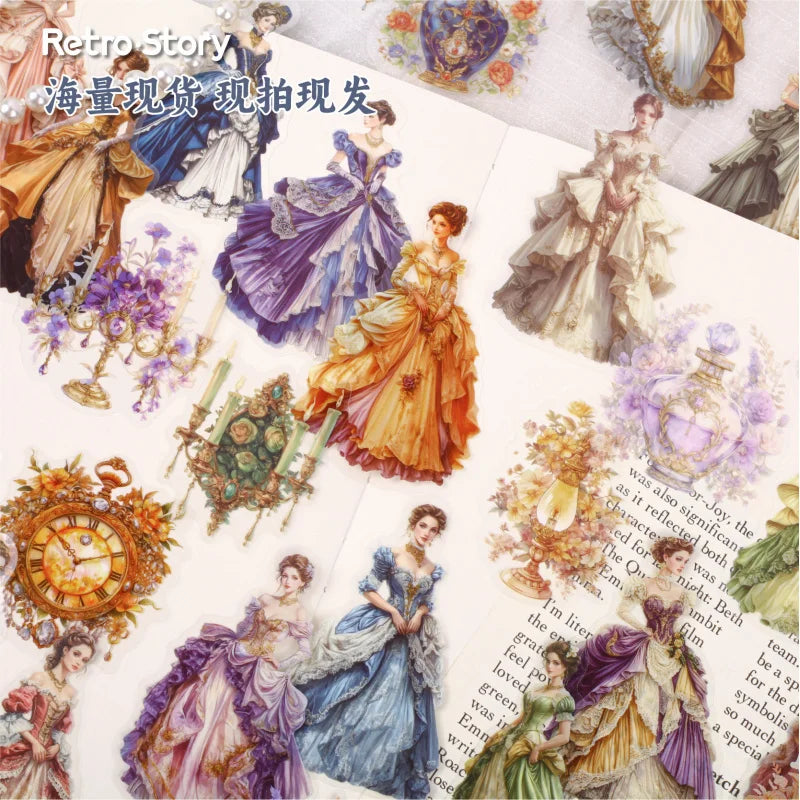autocollants multicolores vintage romantiques motifs historiques opaques décoration journal 20 pièces
