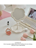 miroir table blanc crème rose poudré floral rangement maquillage bijoux calendrier